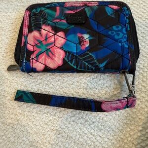 Lug Tropical Floral Wristlet and wallet in Pink and Blue